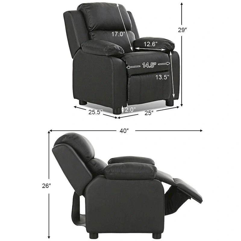 Gymax Deluxe Padded Kids Sofa Armchair Recliner Headrest Children w/ - See Details