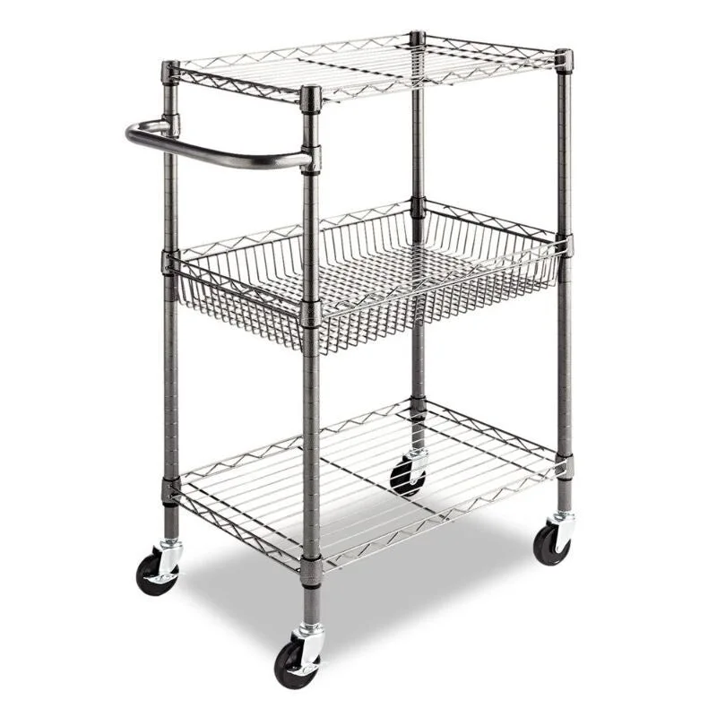 3-Tier Metal Kitchen Cart / Utility Cart with Adjustable Shelves and Casters - 28 x 16 x 39 inches