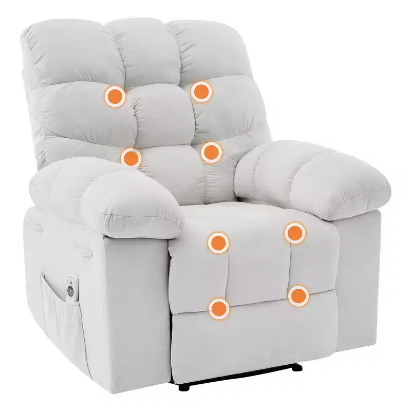 Rocking Recliner Chair for Adults, Upholstered Glider Rocker with Vibration Massage and Heat, Single Sofa for Living Room Bedroom