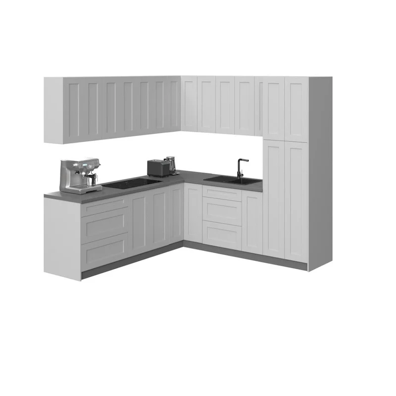 White Matte Base Kitchen Cabinet Set, 8×8 Ft (96