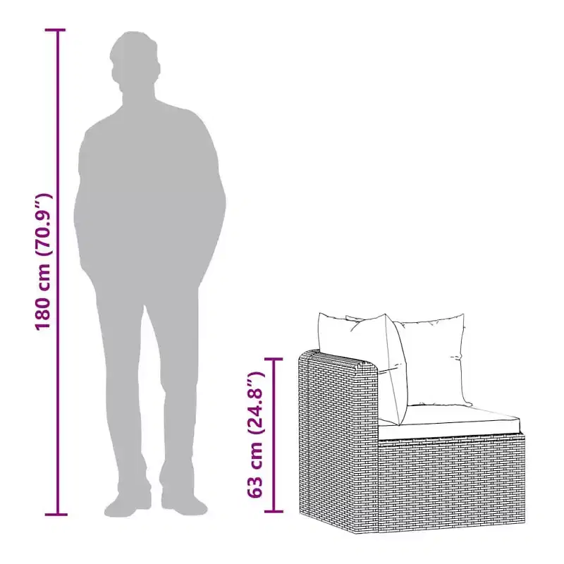 vidaXL Garden Sofa Black PE rattan 4-seater Adjustable Feet