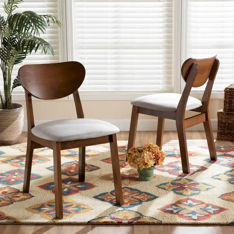 Grey / Beige Mid-Century Dining Chair, Set of 2