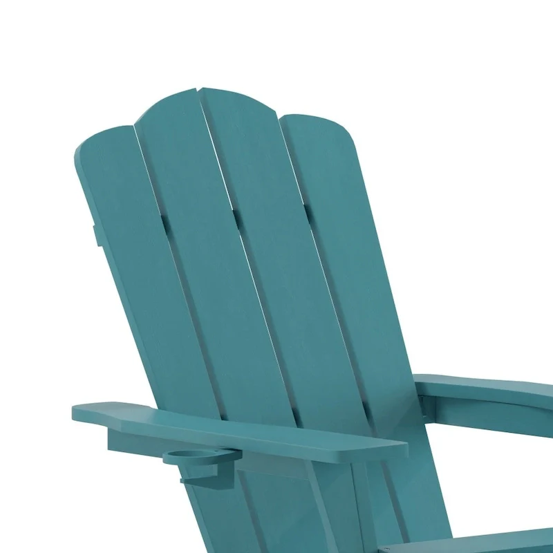 Commercial All-Weather Adirondack Chair with Pullout Ottoman & Cupholder