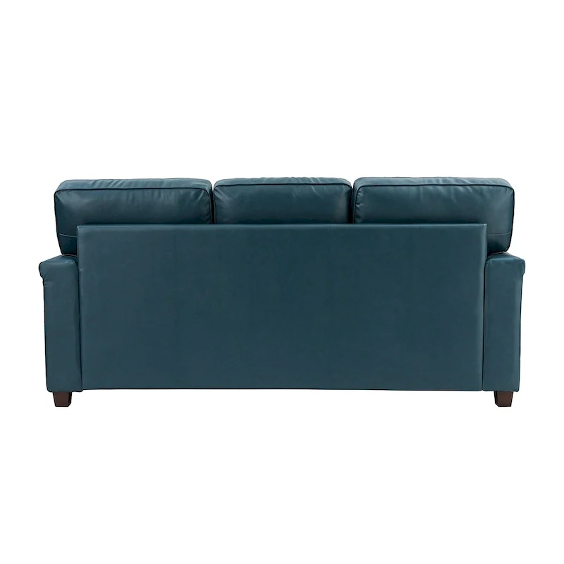 Rita Living Room 3-Seat Genuine Leather Sofa with Solid Wood Legs and Nailhead