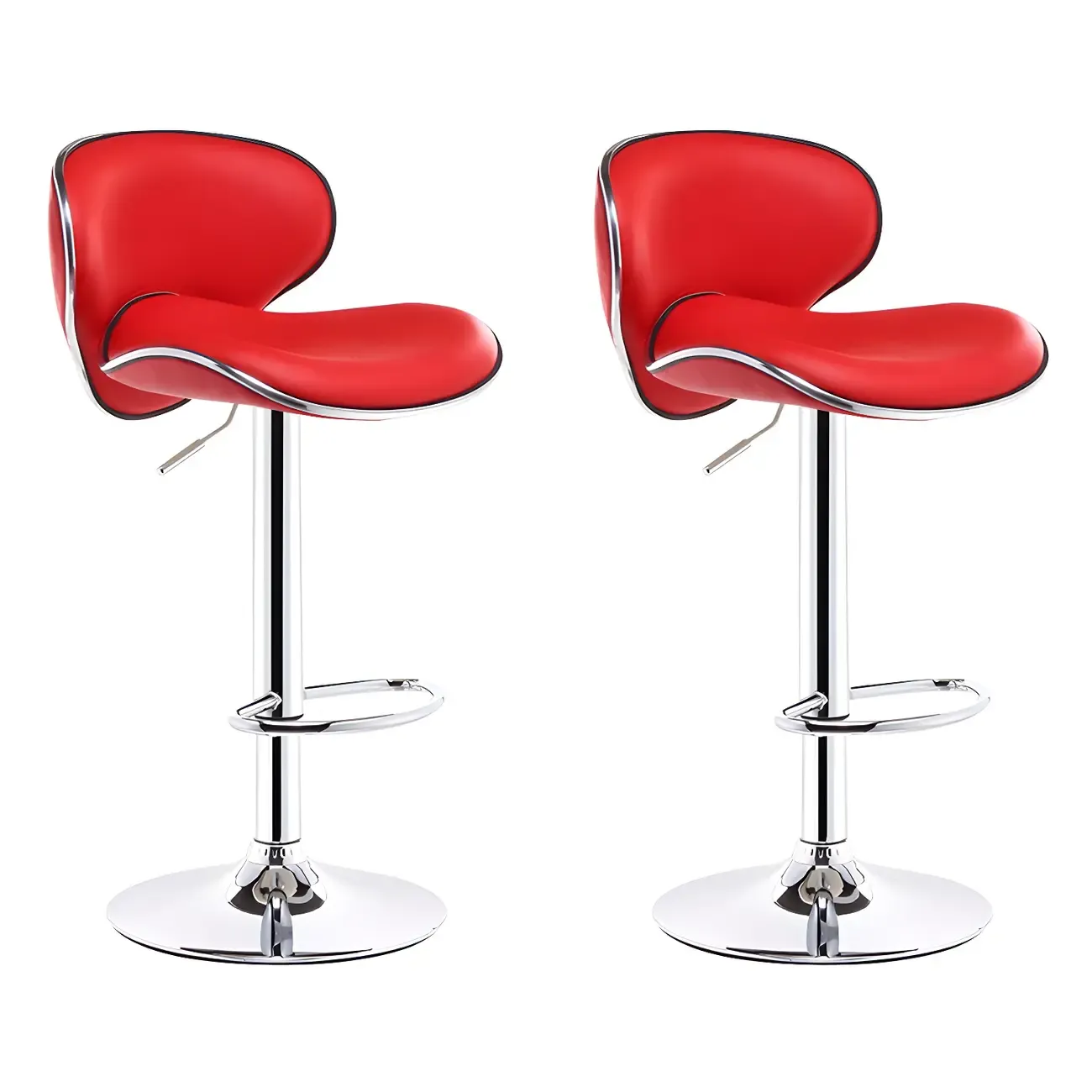 360° Swivel Faux Leather Bar Stools Adjustable Height Bucket Seat