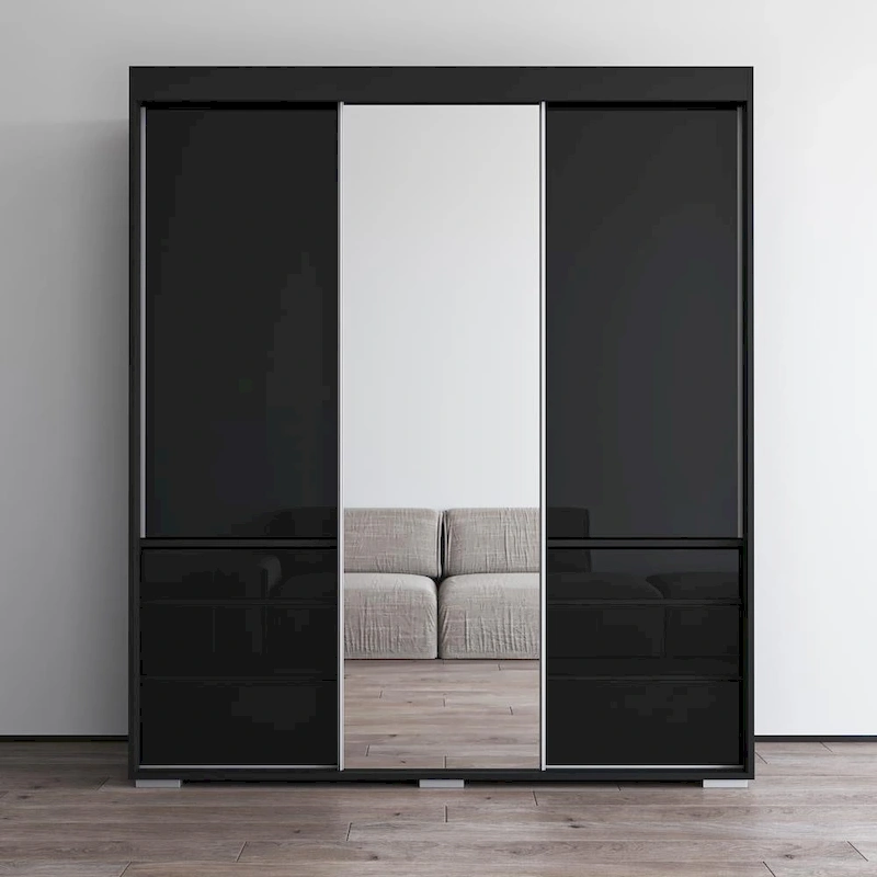 Monaco 3-door Modern 71-inch Wardrobe with Mirror
