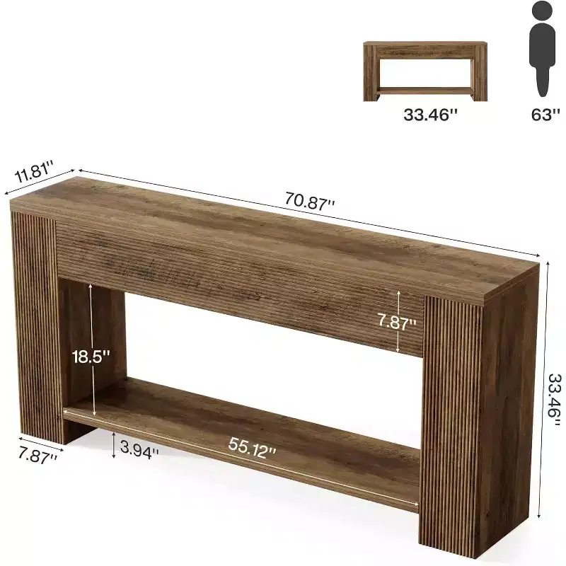 Tribesigns 70.9Console Tables for Entryway, Narrow Wooden Long Sofa Table Behind The Couch, for Living Room, Entrance, Foyer, Rustic Brown