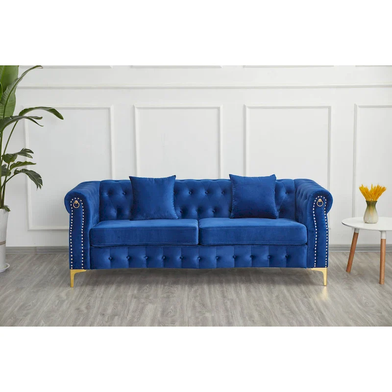 35D x 85W x 30.3H Velvet Chesterfield Button-tufted Sofa