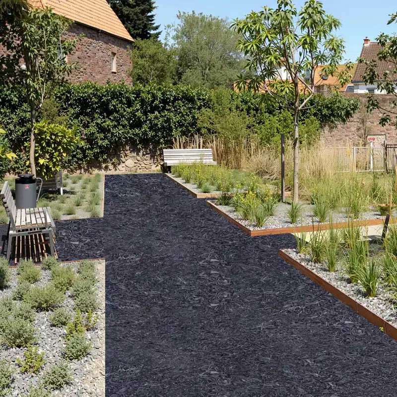 VEVOR Rubber Mulch for Landscaping, Recycled Rubber Mulch Mat 96 x 22 in, Permanent Rubber Pathway, Natural-Looking Black Mulch Garden Edging Border