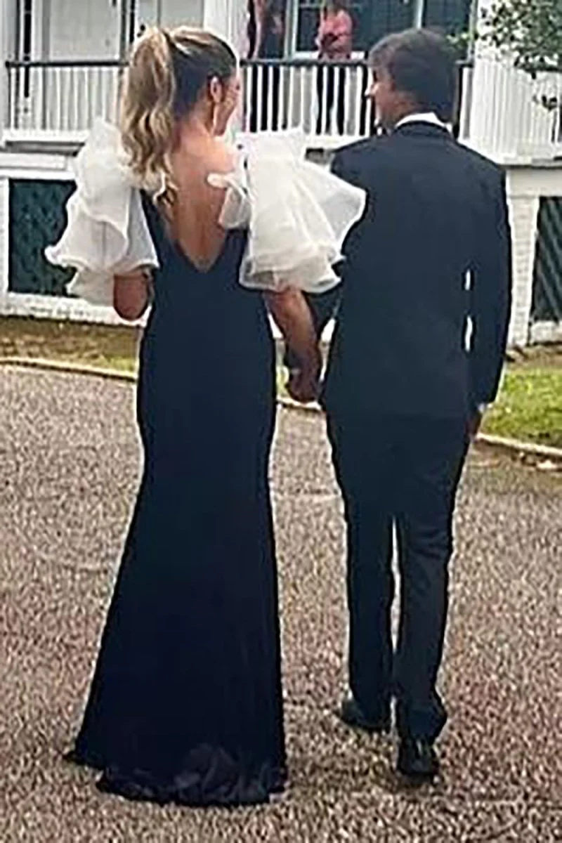 Mermaid V Neck Velvet Prom Dress with Slit