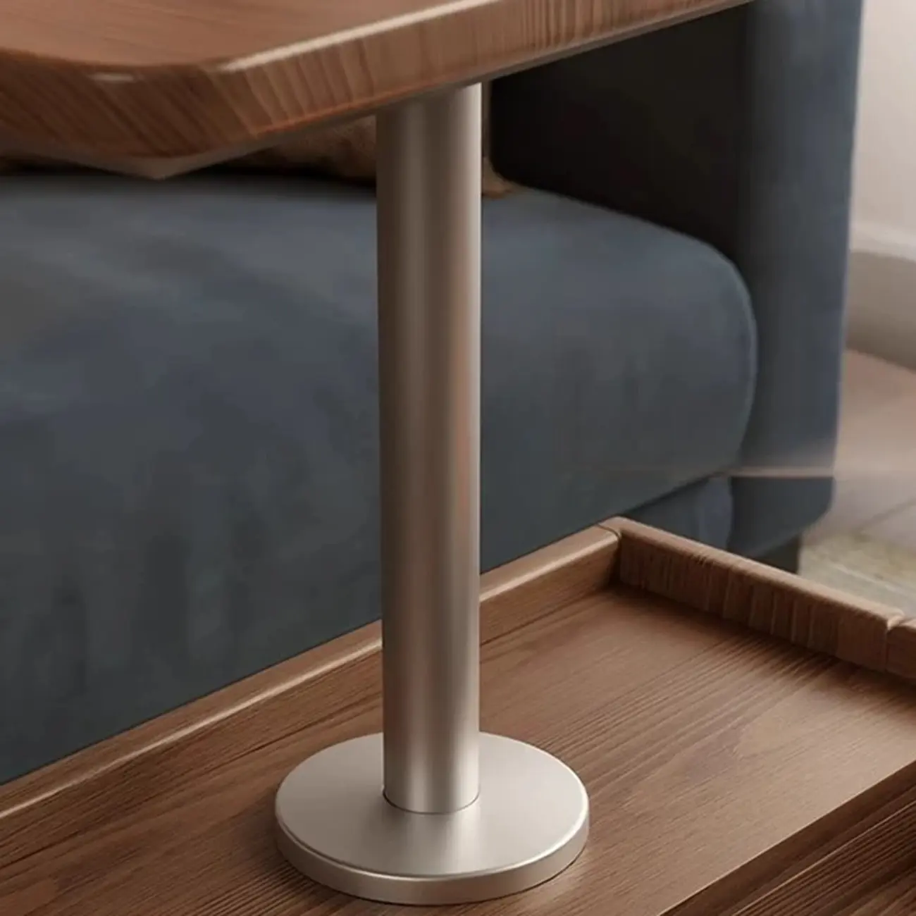 Swivel Tabletop Adjustable Wood Side Table with Wheels