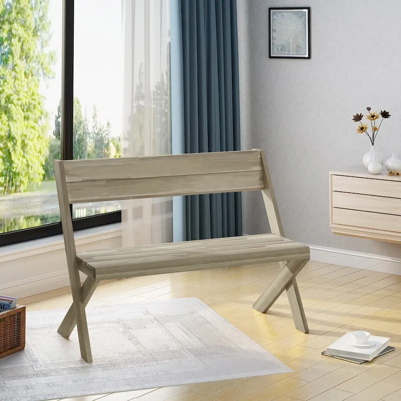 Farmhouse Acacia Wood Bench by Christopher Knight Home