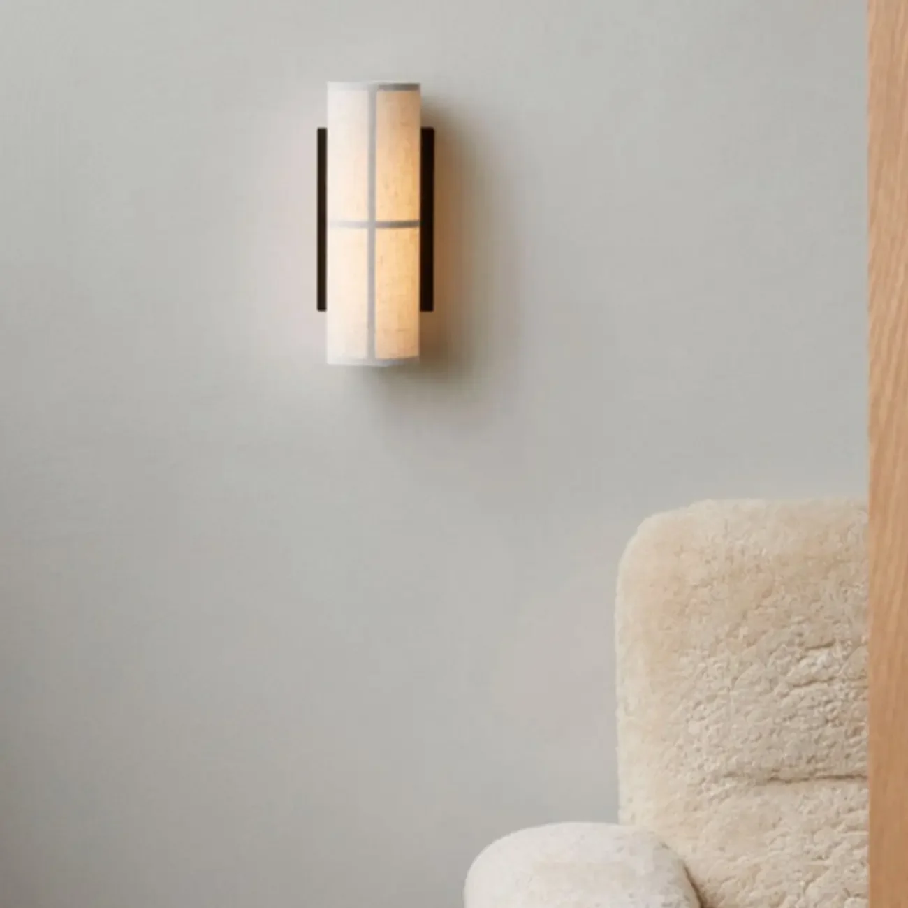 Modern Linen Beige Cylinder Wall Sconce with Switch