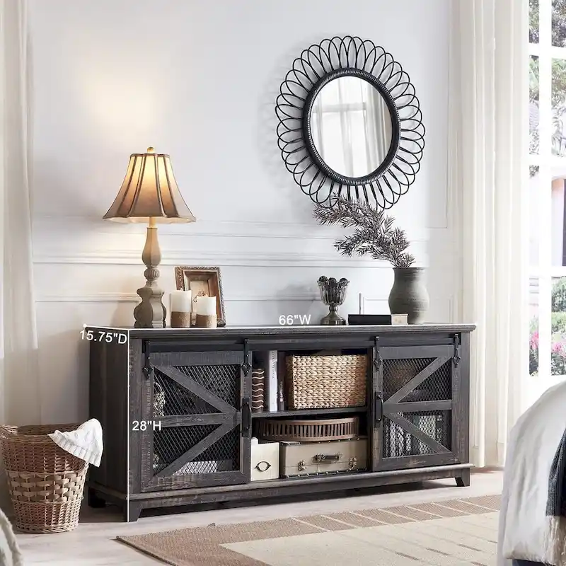 Industrial & Farmhouse TV Stand, Entertainment Center, TV Console