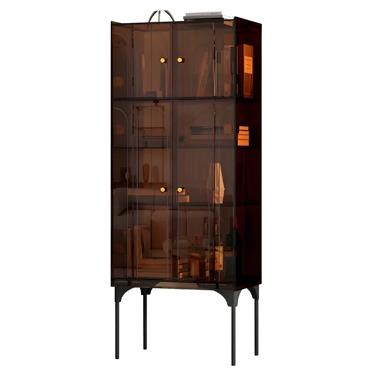 Modern Plastic/Acrylic Sideboard Cabinets with Shelves in Red