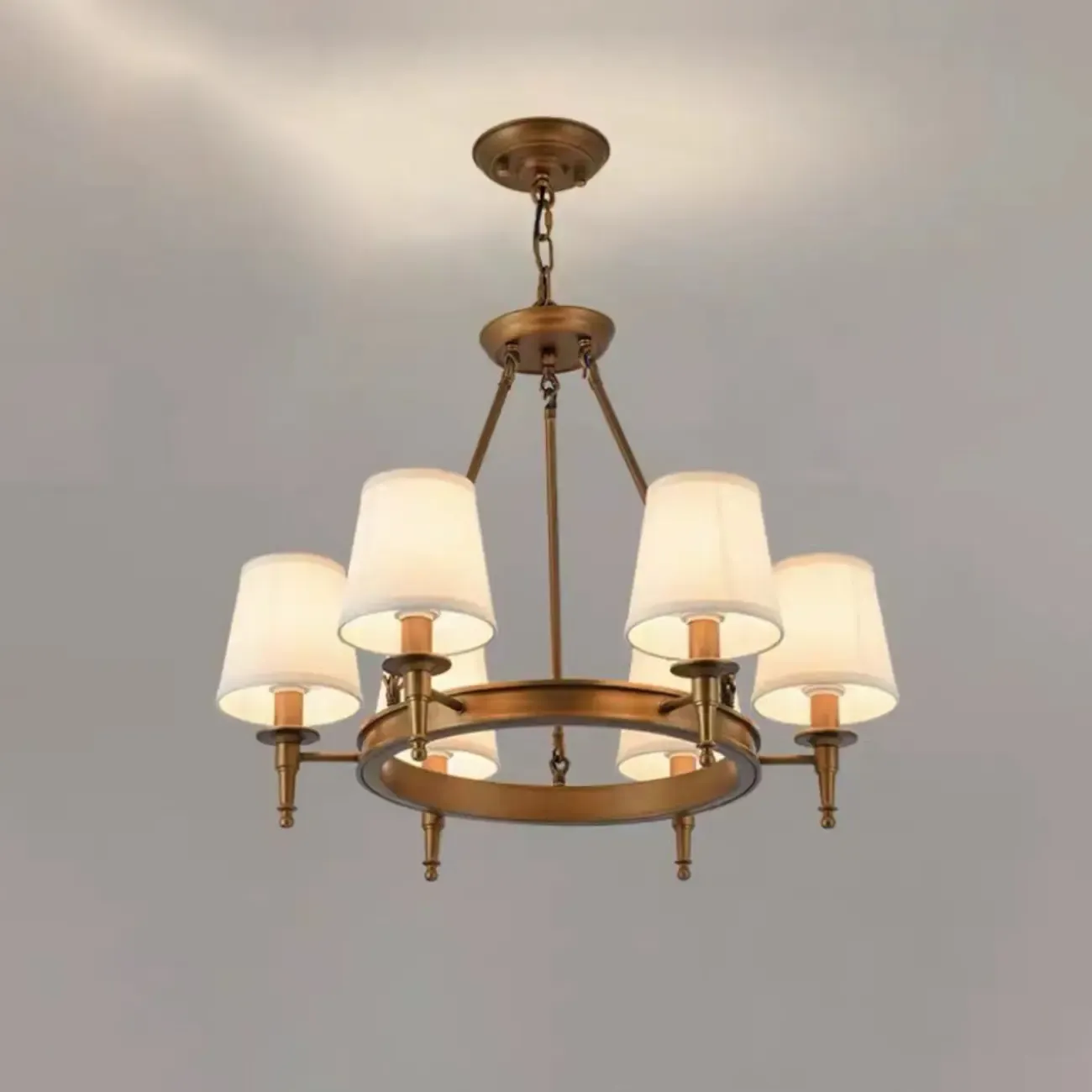 America Country Ring Fabric Lampshade Black Chandelier