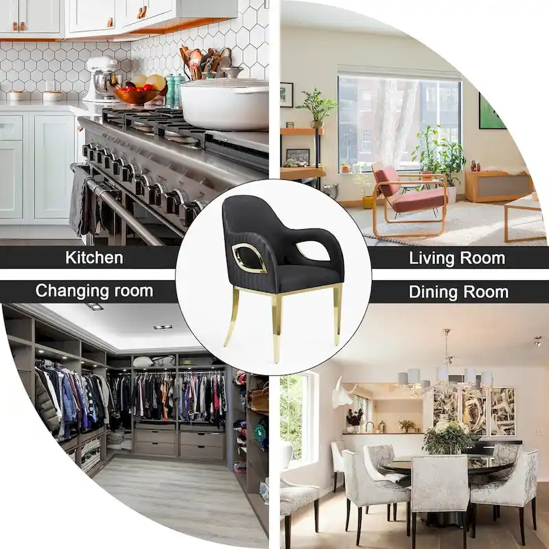 Luxury Black Velvet Accent Armchair with Fox-Eyes Arms