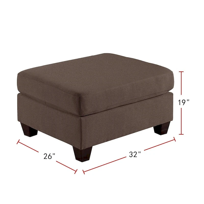 Linen-Like Fabric Upholstered Cocktail Ottoman