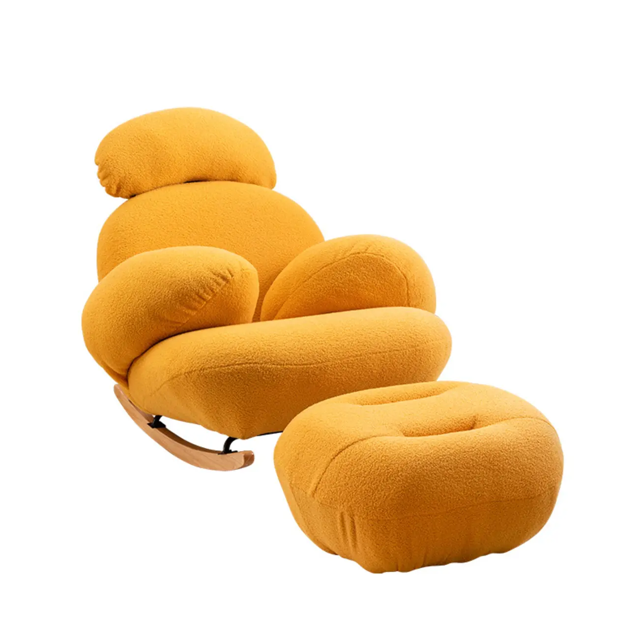 Upholstered Round Arm Rocking Chair with Optional Ottoman