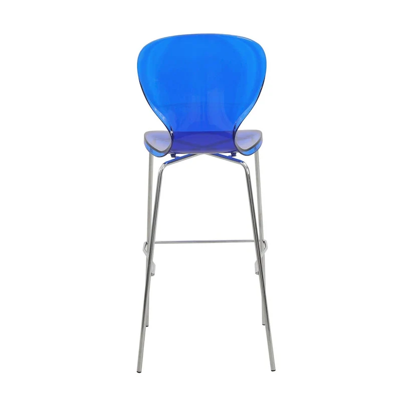 Acrylic Barstool with Steel Frame in Chrome Finish Oyster Series Set of 2