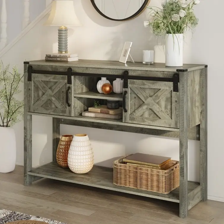 46 Console Table with Sliding Barn Door