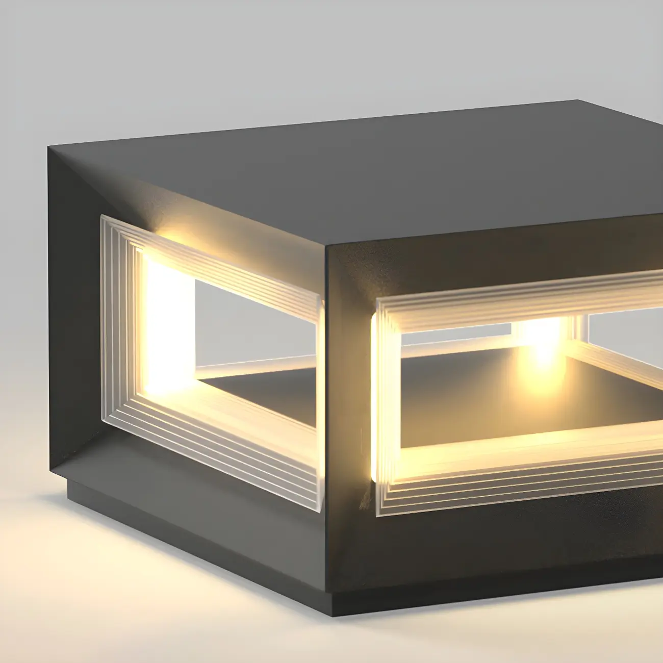 Modern Metal Black Geometric LED Post Cap Light