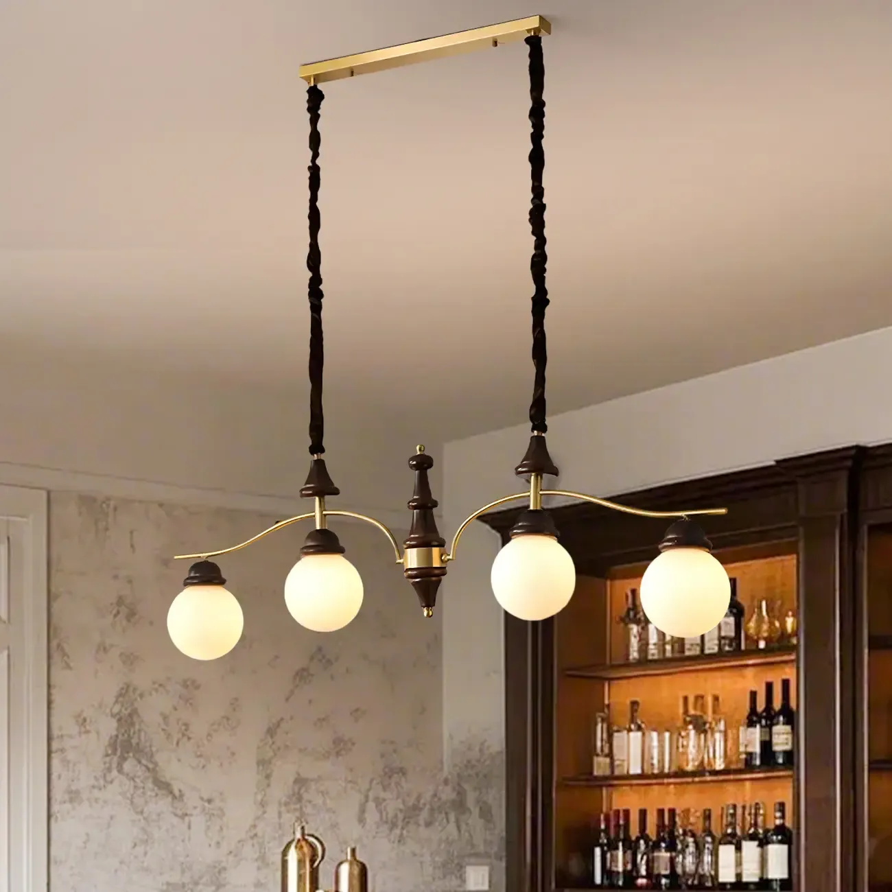 Kitchen Modern Brown Glass Globe Island Pendant Light