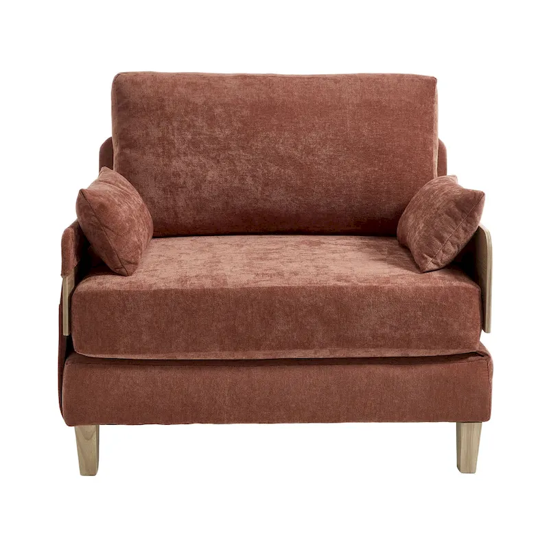 Chenille Upholstered 3-in-1 Convertible Sleeper Foldable Sofa Bed Recliner Chair with 3 Pillows