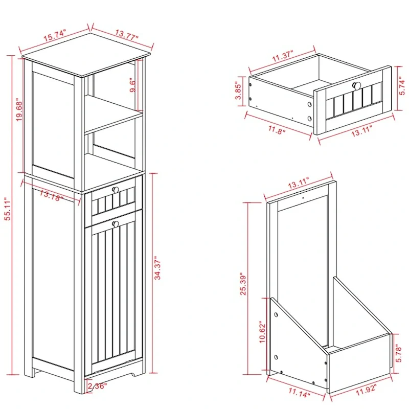 One-Compartment One-Drawer Tilt-Out Laundry Sorter Cabinet
