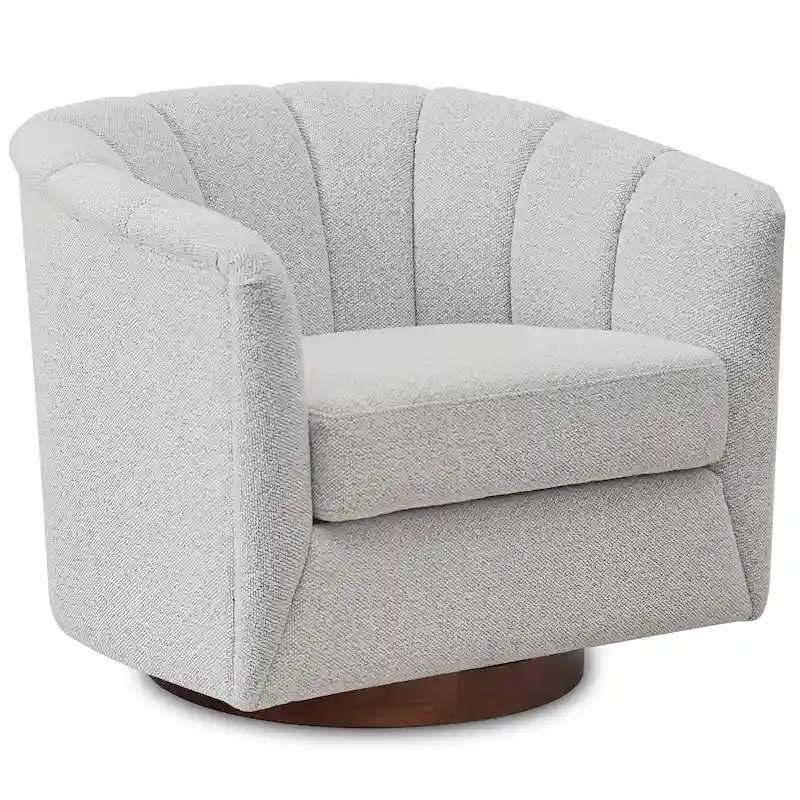 Fabric Swivel Chair with 360 Rotation, Wooden Base and 350lb Weight Capacity