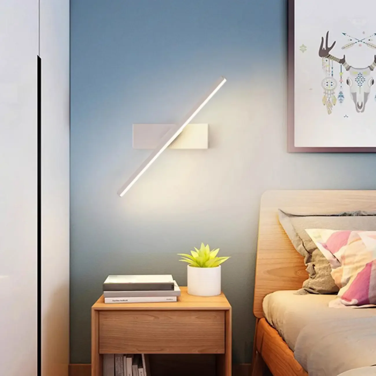 Rotatable Simple Black Linear Mini Wall Sconce Dimmable
