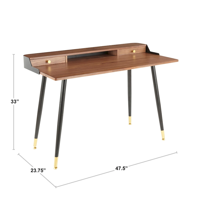 Carson Carrington Creggan Mid-Century Modern Black Metal & Wood Office Desk