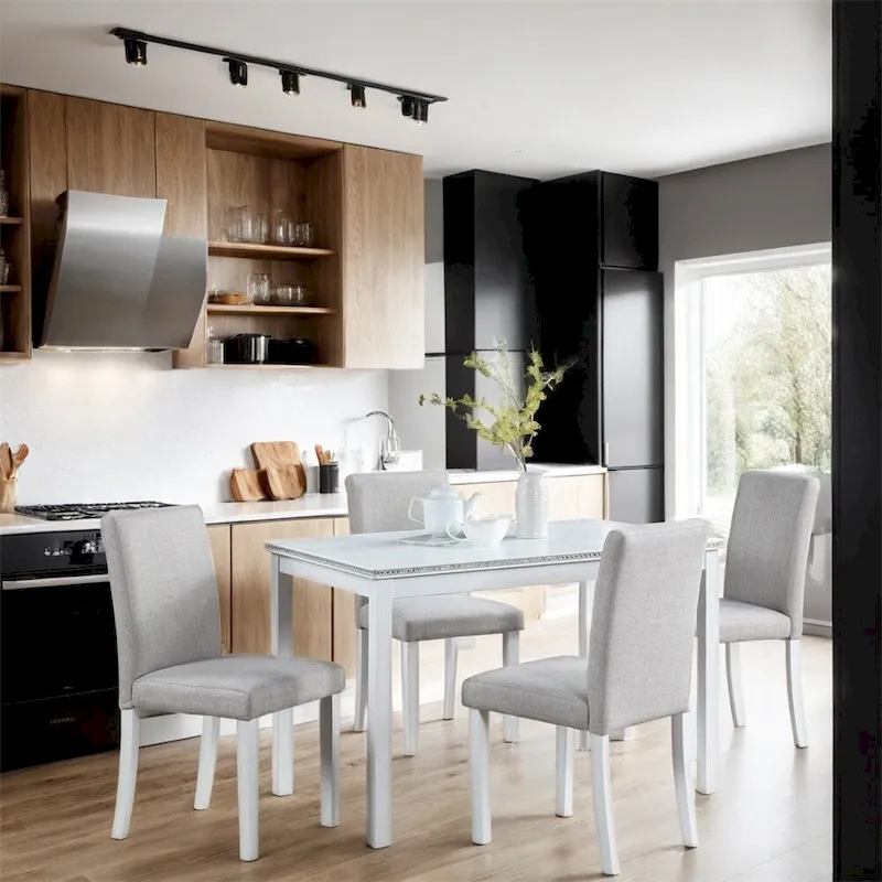 5-piece Wood Dining Counter Height Table and Chair Set