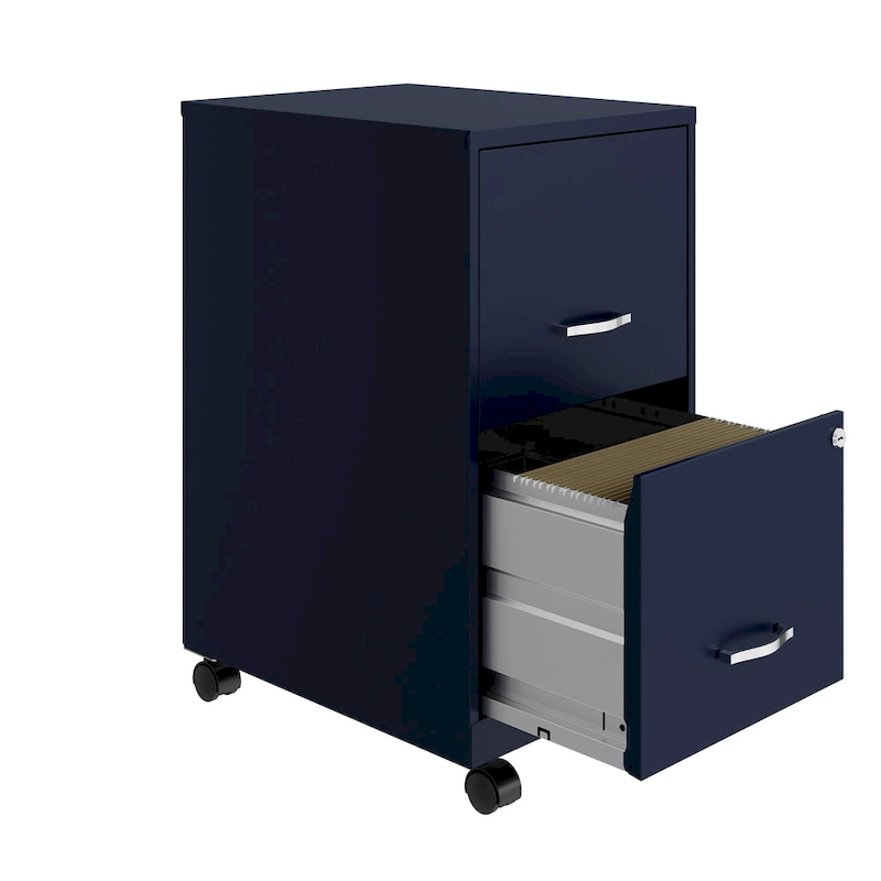 Space Solutions 18 2 Drawer Mobile Smart Vertical File Cabinet, Navy