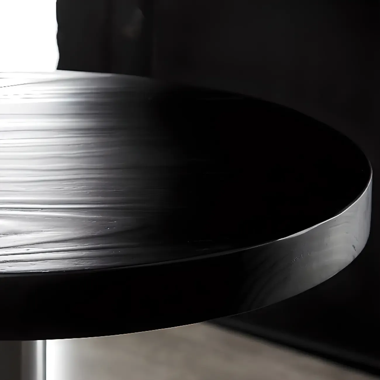 Modern Black Round Wooden Silver Metal Pedestal Bar Tables