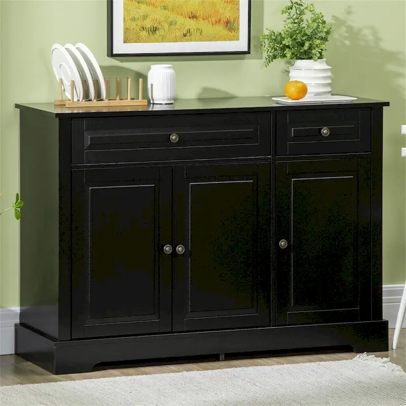 Modern Kitchen Buffet Cabinet with 2 Drawers and Adjustable Shelves