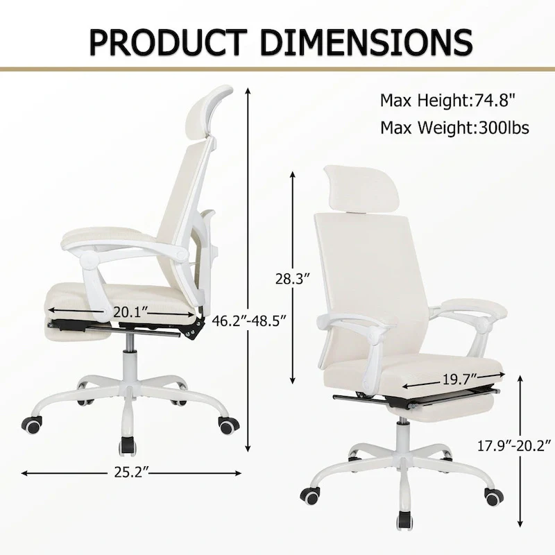 Office Chair With Foot Rest Ergonomic Swivel Mesh Task Office Chair