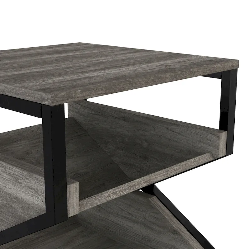 DH BASIC Industrial 17-inch Metal 1-Open Shelf End Table by Denhour