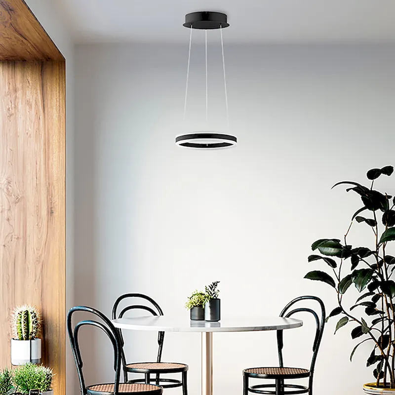 Eglo Tonarella 2-light Black and White Acrylic LED Single Pendant