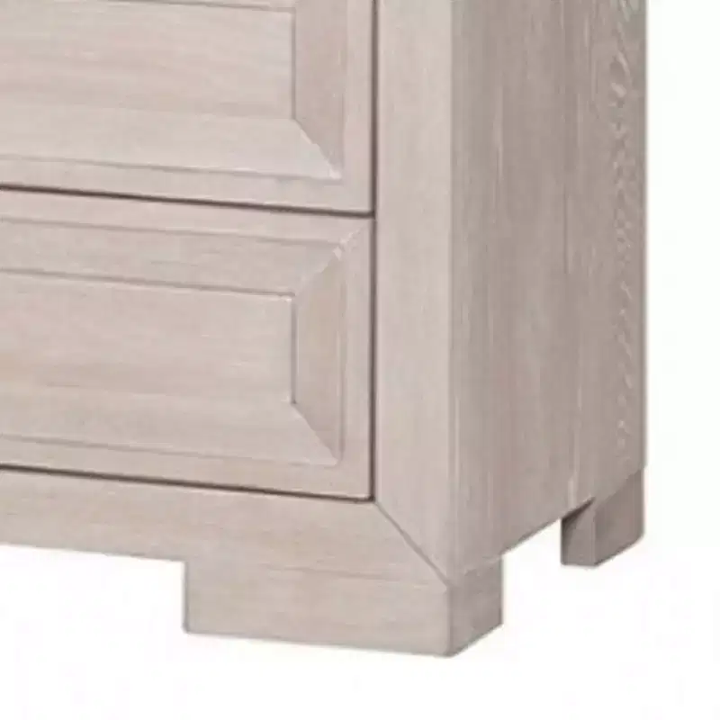 Royal Hampton Kizie Nightstand, USB, 3 Drawers, Bronze, Beige Solid Wood, 28 Inch