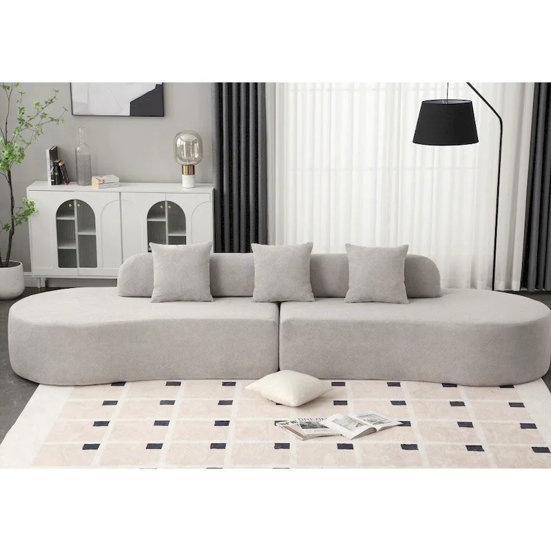 Modern Curved Terrycloth Fabric Combination Sofa No Assembly Required