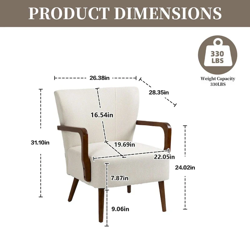 Modern chairs in the living room, wooden frame armchairs