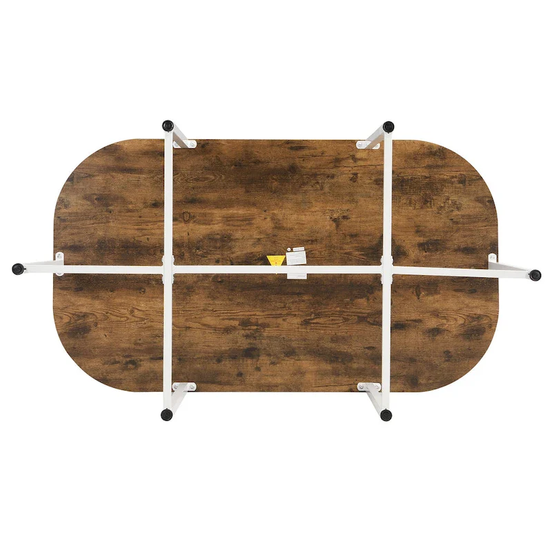 Modern 7-Piece Metal Frame Dining Table Set with Half-Round Table & 6 Chairs