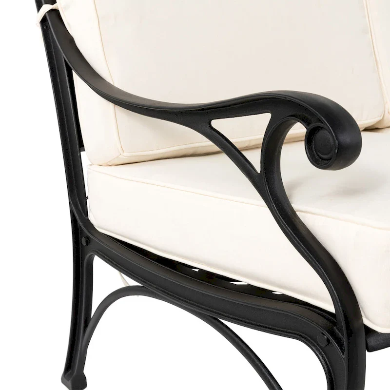 Elm Plus 2 Piece Cast Aluminium Patio Sectional Sofa Set with Beige Cushions