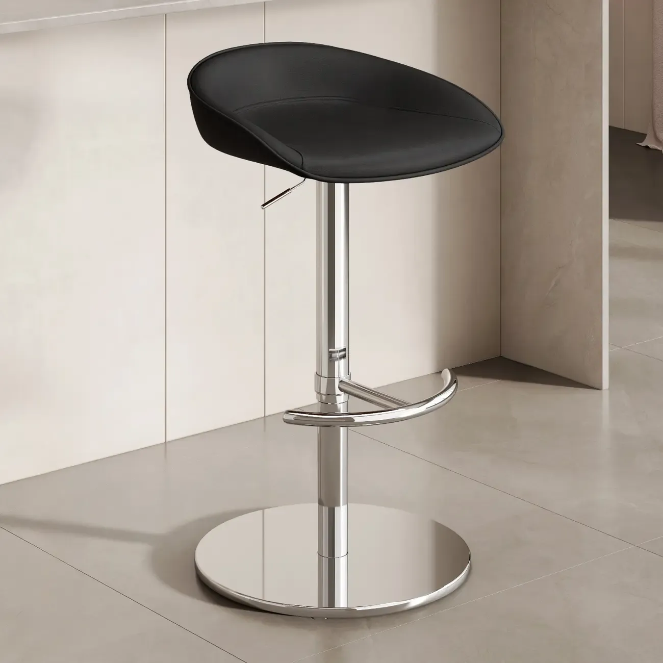 Industrial Modern Pedestal Leather Bar Stools
