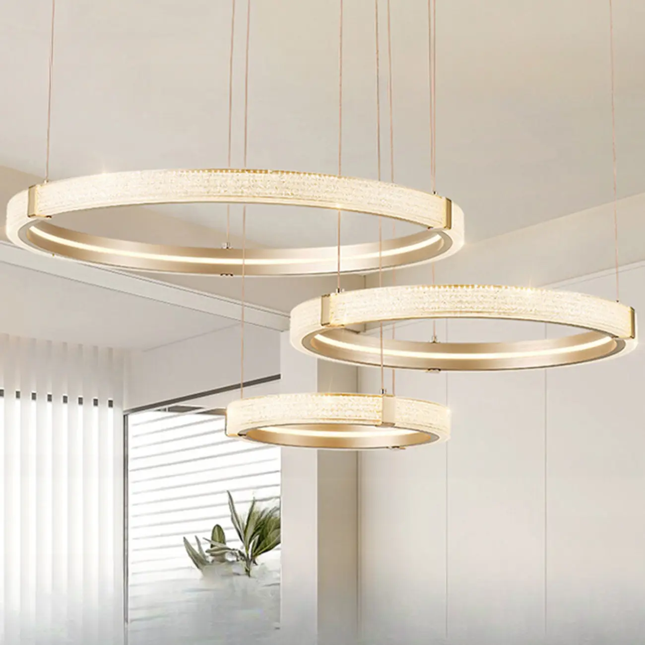Gold Circular Crystal Ring Modern Chandelier Light