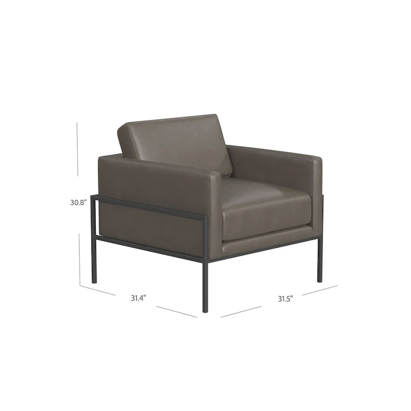 Modern Upholstered Club Chair, Camel/Grey/Blue/Brown, Metal Frame, Single