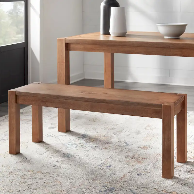 Brown / Black Rustic Dining Bench, Seats 2–3