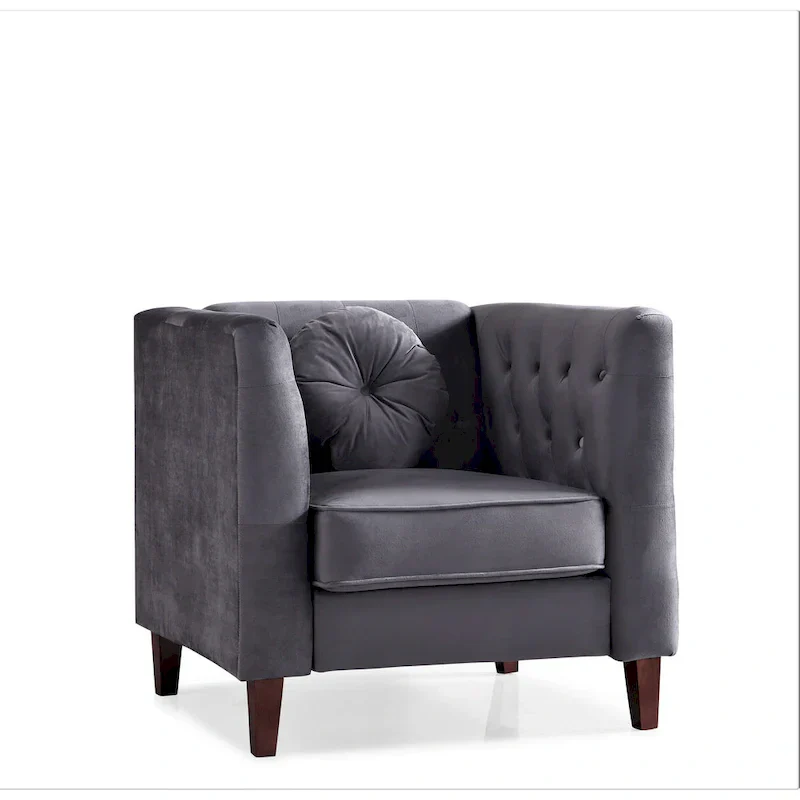 US PRIDE FURNITURE Velvet Classic Chesterfield Chair with Wood legs