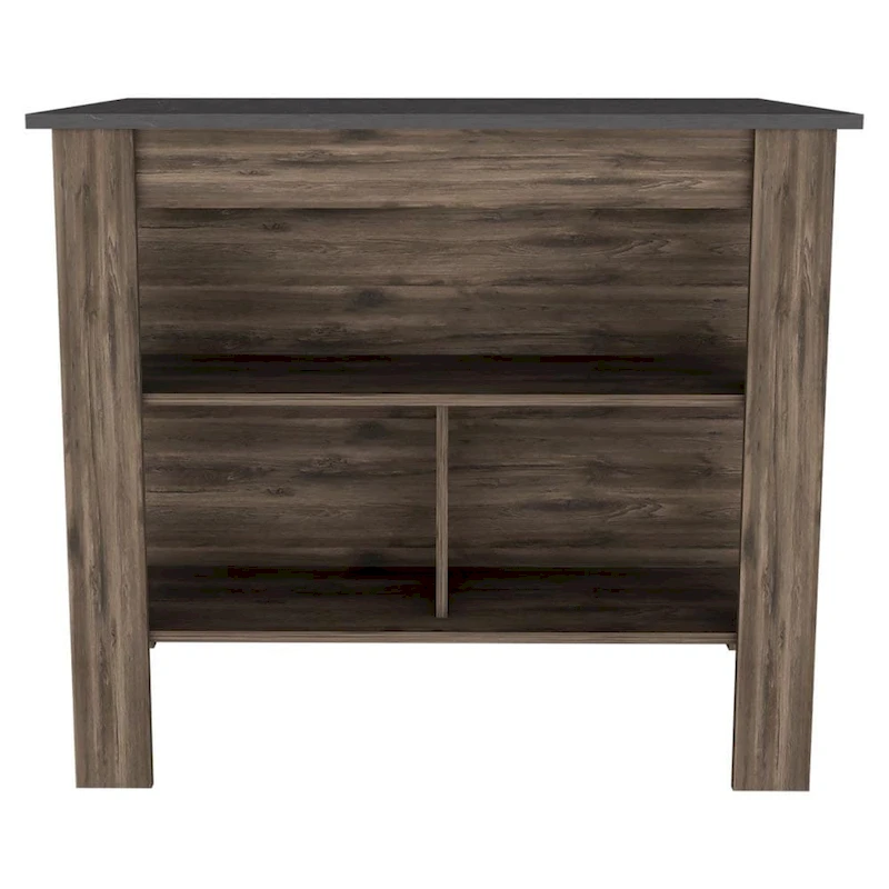 HomeRoots Dark Brown and Onyx Kitchen Island with Three Storage Shelves - 27.5 X 40.50 X 27.50